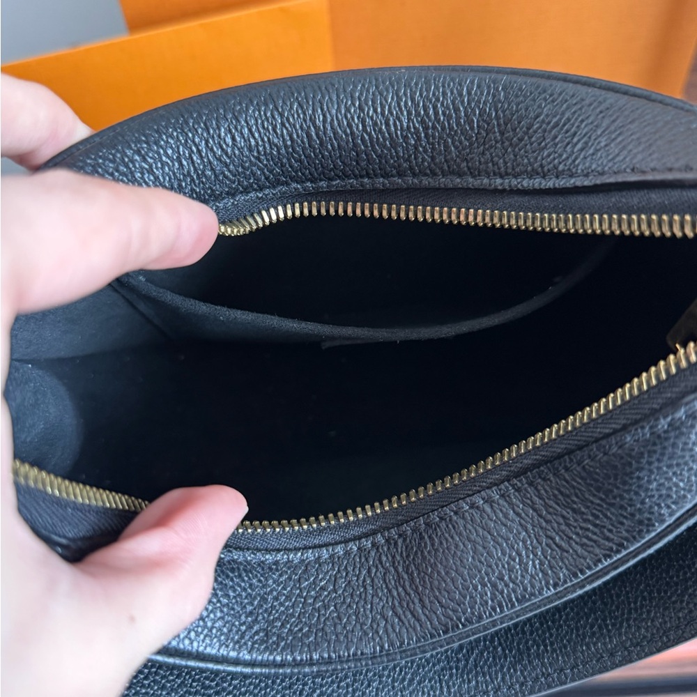 Louis Vuitton Black Embossed Monogram Shoulder Bag with Gold Hardware - Picture 9 of 13